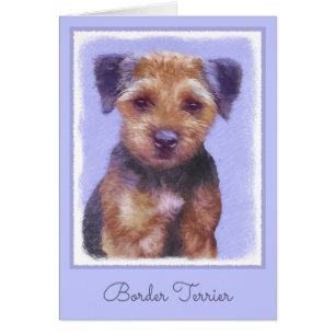 Border Terrier Painting - Cute Original Dog Art Cards