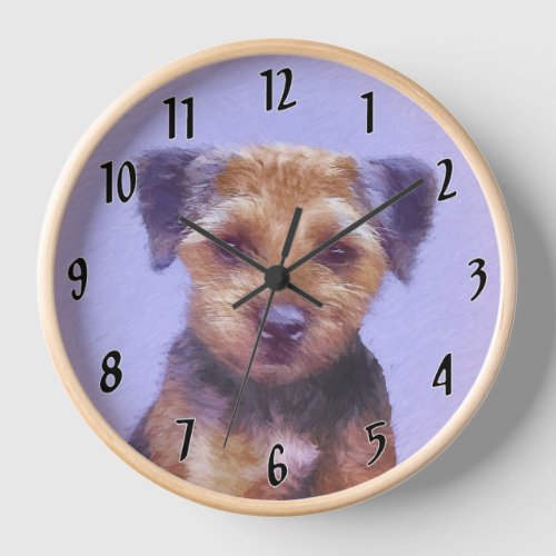 Border Terrier Painting _ Cute Original Dog Art Clock