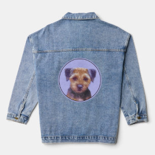 Border Terrier Painting - Cute Original Dog Art Denim Jacket