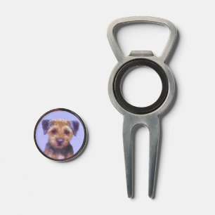 Border Terrier Painting - Cute Original Dog Art Divot Tool
