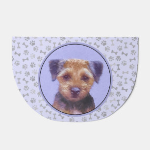 Border Terrier Painting - Cute Original Dog Art Doormat