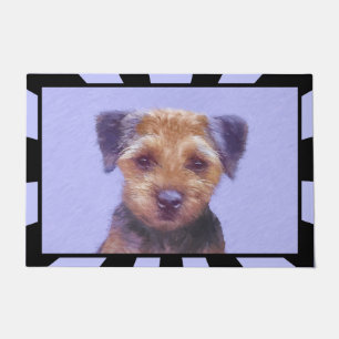 Border Terrier Painting - Cute Original Dog Art Doormat