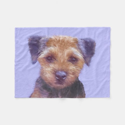 Border Terrier Painting _ Cute Original Dog Art Fleece Blanket