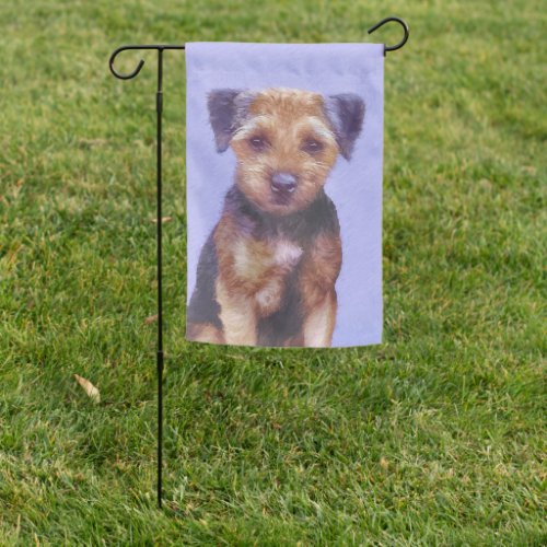 Border Terrier Painting _ Cute Original Dog Art Garden Flag