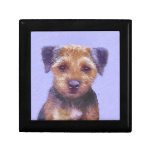 Border Terrier Painting - Cute Original Dog Art Gift Box