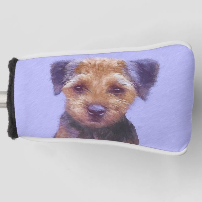 Border Terrier Painting - Cute Original Dog Art Golf Head Cover (Front)