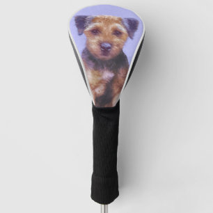 Border Terrier Painting - Cute Original Dog Art Golf Head Cover