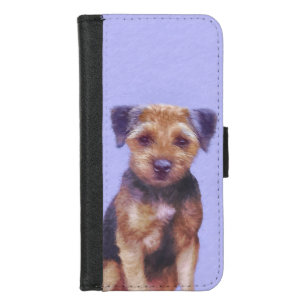 Border Terrier Painting - Cute Original Dog Art iPhone 8/7 Wallet Case