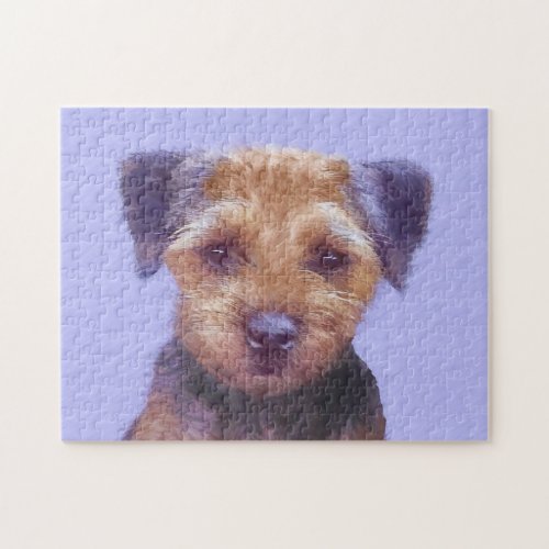 Border Terrier Painting _ Cute Original Dog Art Jigsaw Puzzle