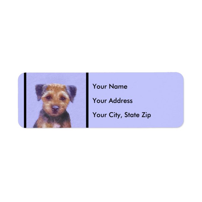 Border Terrier Painting - Cute Original Dog Art Label (Front)