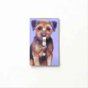 Border Terrier Painting - Cute Original Dog Art Light Switch Cover