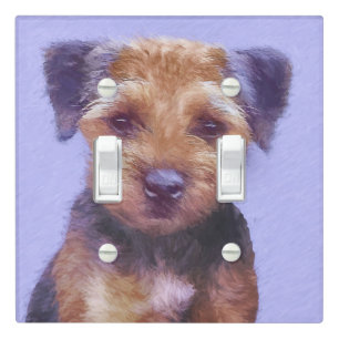 Border Terrier Painting - Cute Original Dog Art Light Switch Cover
