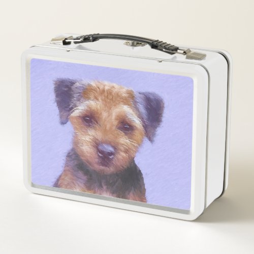 Border Terrier Painting _ Cute Original Dog Art Metal Lunch Box