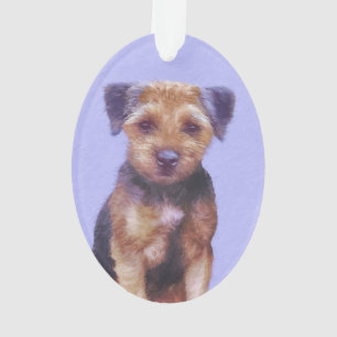 Border Terrier Painting - Cute Original Dog Art Ornament