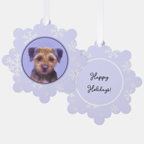 Border Terrier Painting _ Cute Original Dog Art Ornament Card