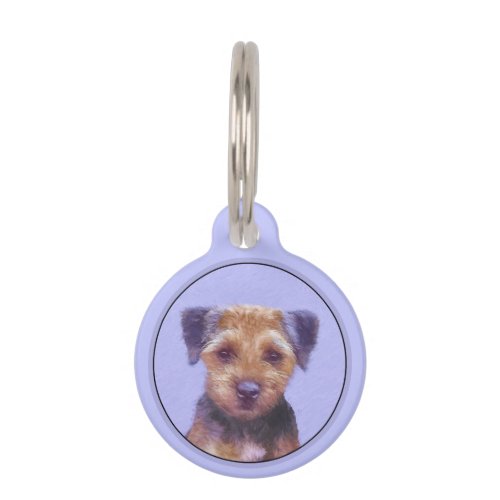 Border Terrier Painting _ Cute Original Dog Art Pet ID Tag