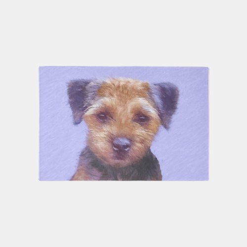 Border Terrier Painting _ Cute Original Dog Art Rug