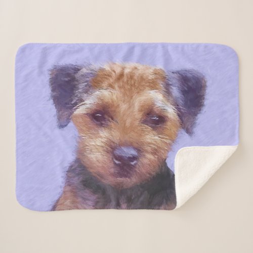 Border Terrier Painting _ Cute Original Dog Art Sherpa Blanket