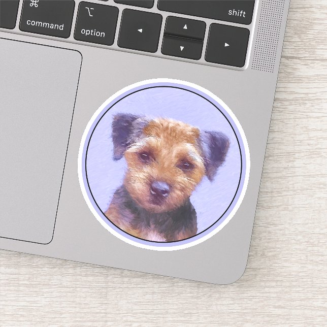 Border Terrier Painting - Cute Original Dog Art Sticker (Detail)