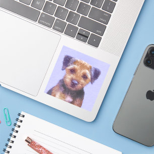Border Terrier Painting - Cute Original Dog Art Sticker