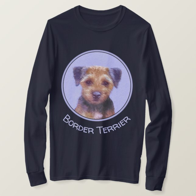 Border Terrier Painting - Cute Original Dog Art T-Shirt (Design Front)