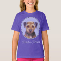 Border Terrier Painting - Cute Original Dog Art T-