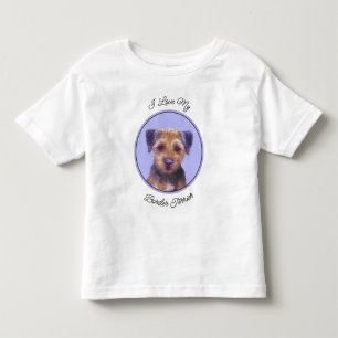 Border Terrier Painting - Cute Original Dog Art Toddler T-shirt