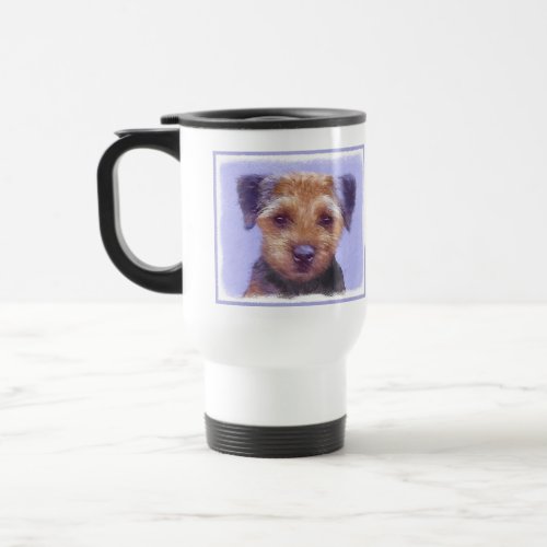 Border Terrier Painting _ Cute Original Dog Art Travel Mug