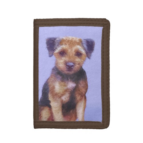 Border Terrier Painting _ Cute Original Dog Art Trifold Wallet
