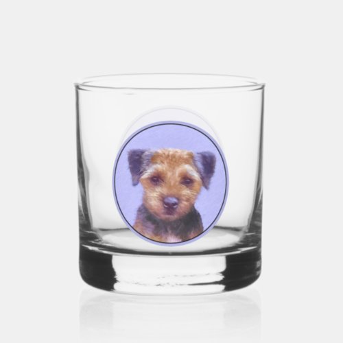 Border Terrier Painting _ Cute Original Dog Art Whiskey Glass