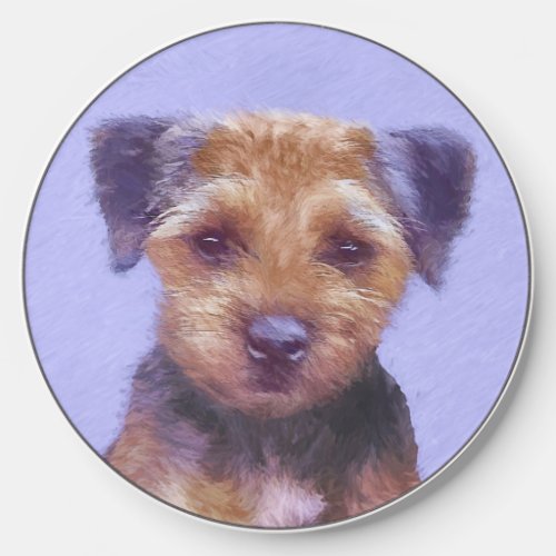 Border Terrier Painting _ Cute Original Dog Art Wireless Charger