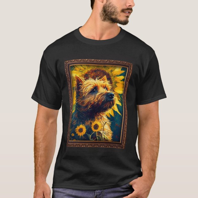 Border Terrier Painting Sunflower Flower Mom Women T-Shirt (Front)