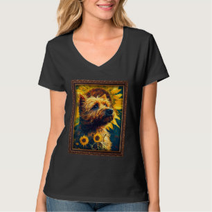 Border Terrier Painting Sunflower Flower Mom Women T-Shirt