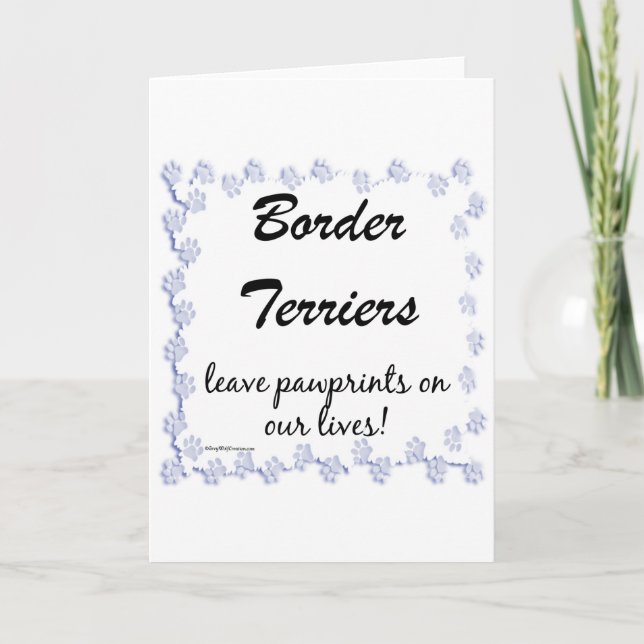 Border Terrier Pawprints Holiday Card (Front)