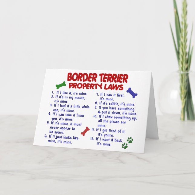 BORDER TERRIER Property Laws 2 Card (Front)