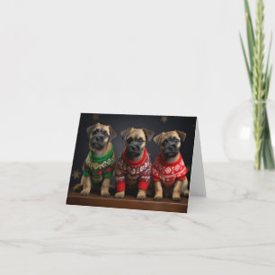 Border Terrier Puppies Christmas Card