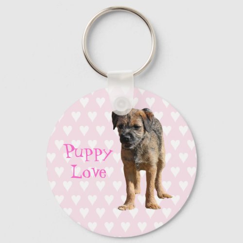 Border terrier puppy dog puppy love keychain