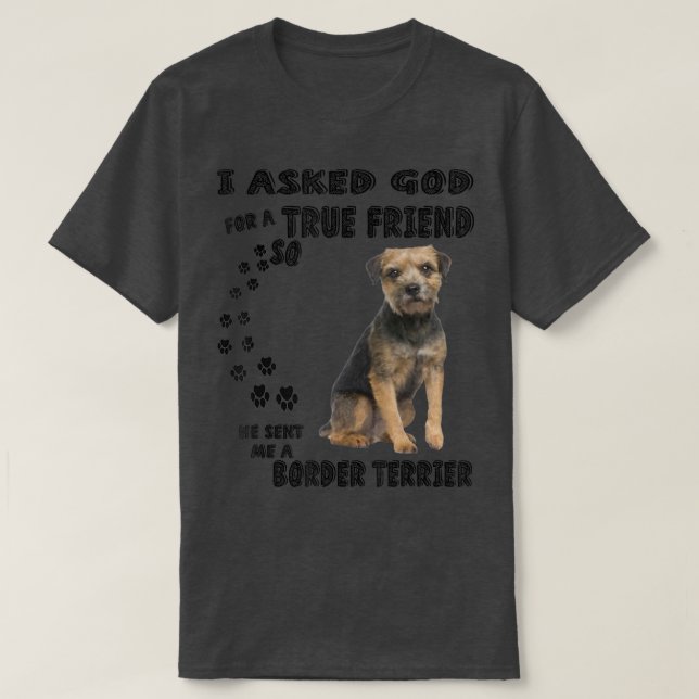 Border Terrier Quote Mom Dad Costume, Cute Small H T-Shirt (Design Front)