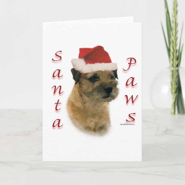 Border Terrier Santa Paws Holiday Card (Front)