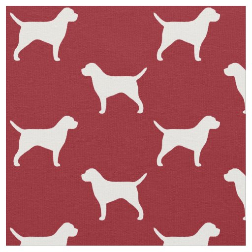 Border Terrier Silhouettes Red and White Patterned Fabric