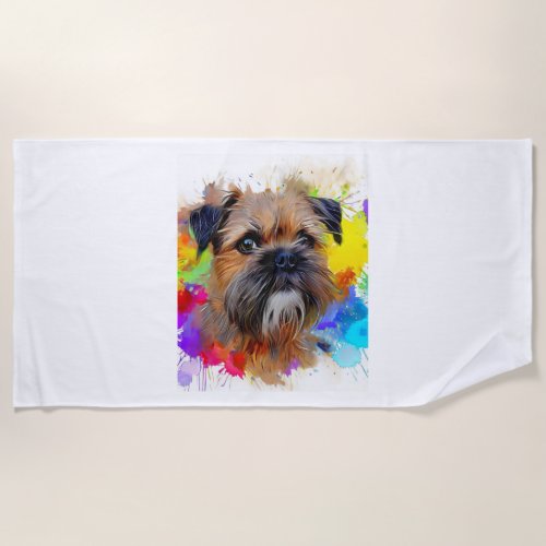 Border Terrier Splash Art   Beach Towel