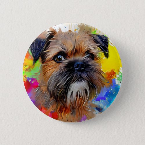 Border Terrier Splash Art   Button