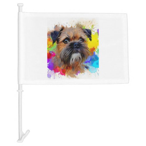 Border Terrier Splash Art   Car Flag