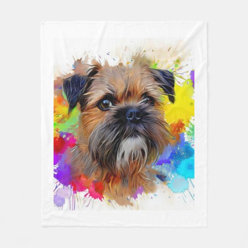 Border Terrier Splash Art   Fleece Blanket