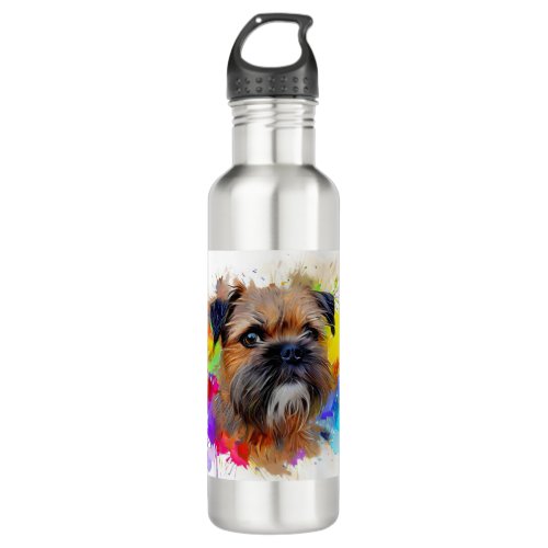 Border Terrier Splash Art   Stainless Steel Water Bottle