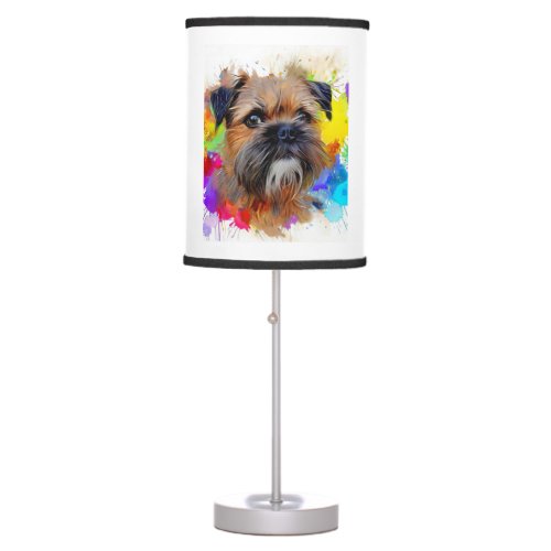 Border Terrier Splash Art   Table Lamp