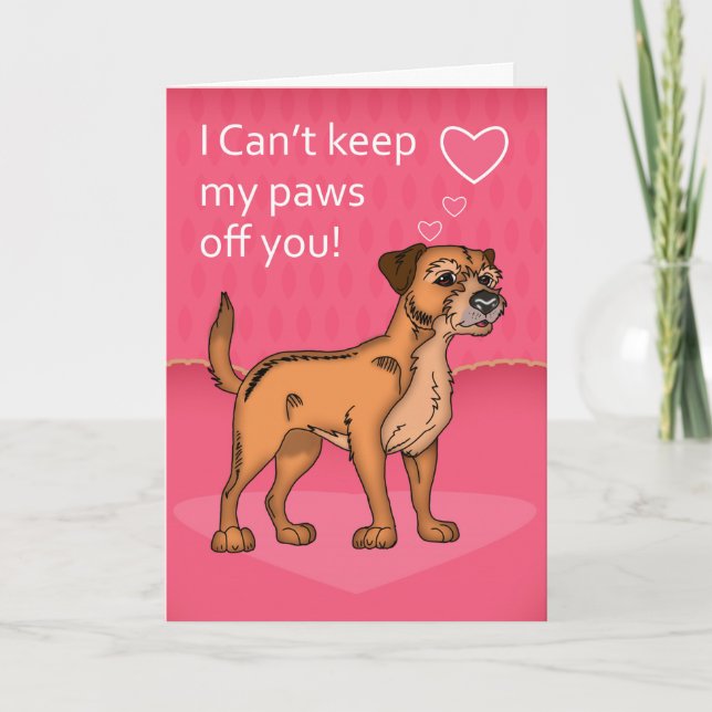 Border Terrier Valentine's Greeting Card (Front)