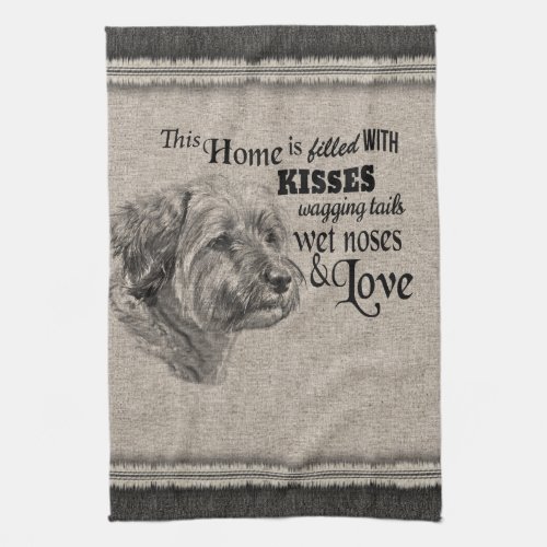 Border Terrier vintage portrait cute quote Kitchen Towel