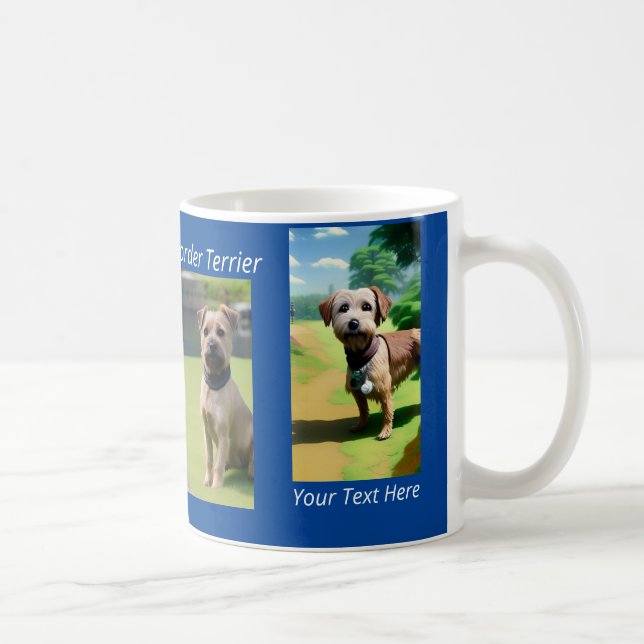 Border Terriers 4 cute pictures personalized Coffe Coffee Mug (Right)