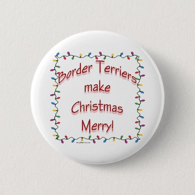 Border Terriers Make Christmas Merry - Button (Front)